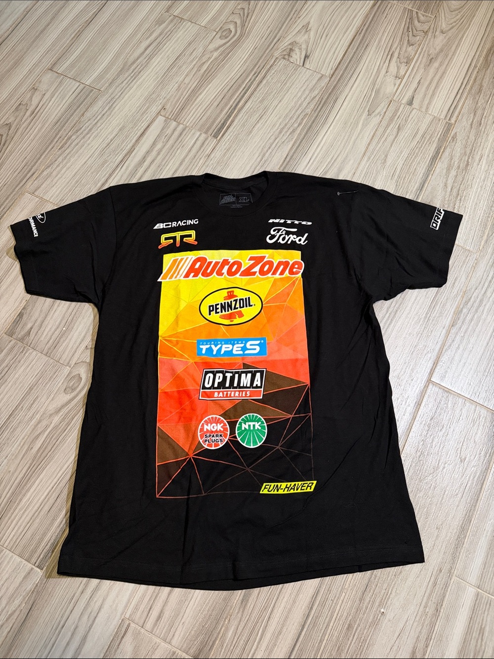 Have Black Short-Sleeve Motorsport Sponsor Tee with Yellow & Red Panel